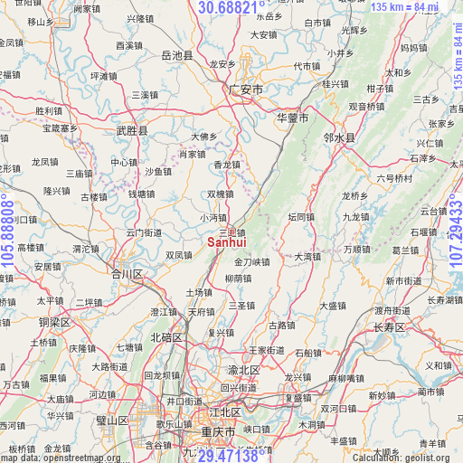 Sanhui on map