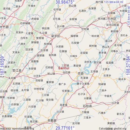 Sanhui on map