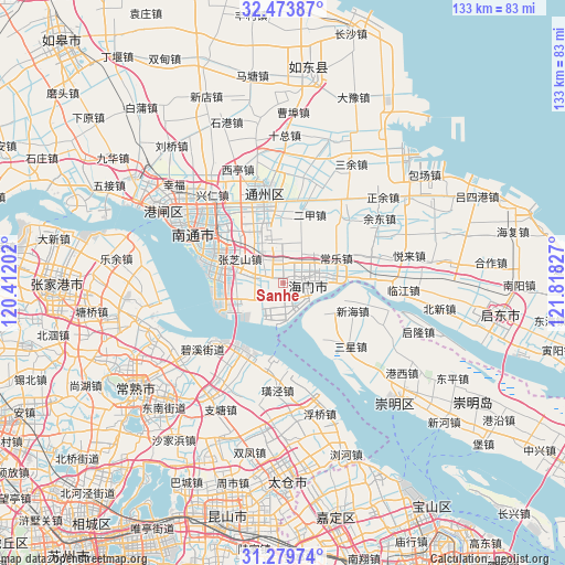 Sanhe on map