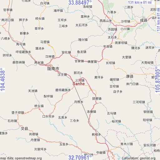 Sanhe on map