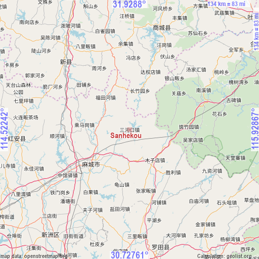 Sanhekou on map