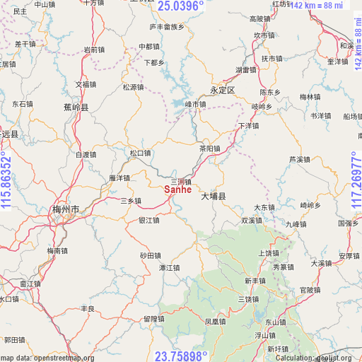 Sanhe on map