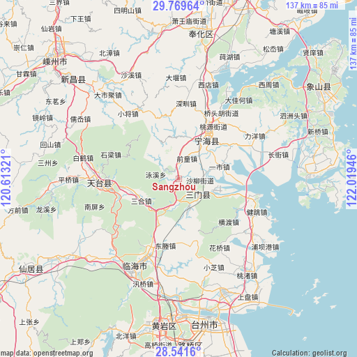 Sangzhou on map