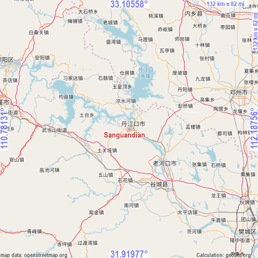 Sanguandian on map