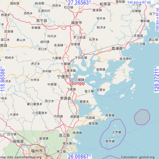 Songqi on map