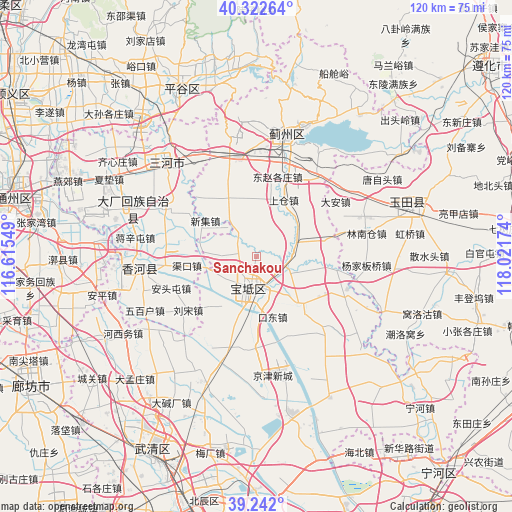 Sanchakou on map