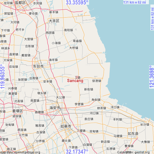 Sancang on map