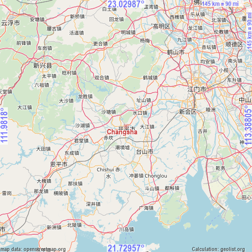 Changsha on map