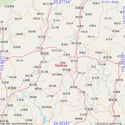 Sanbiao on map