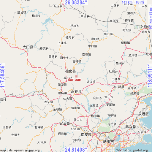 Sanban on map