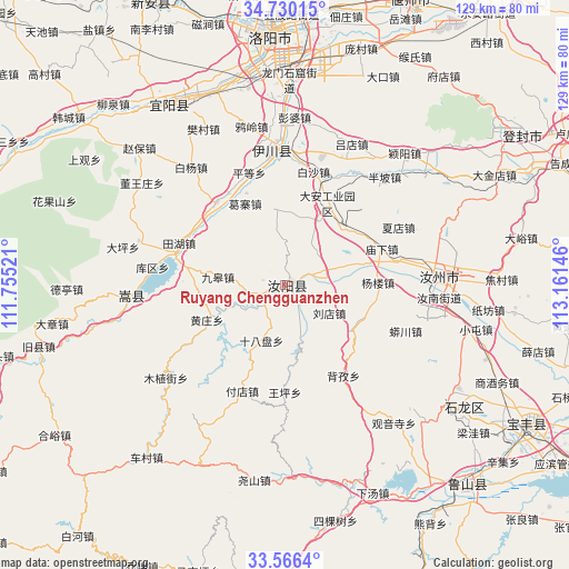 Ruyang Chengguanzhen on map