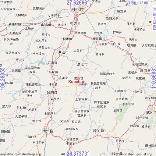 Ruoshui on map