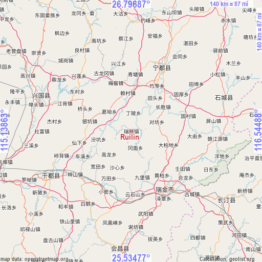 Ruilin on map