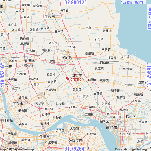 Rucheng on map