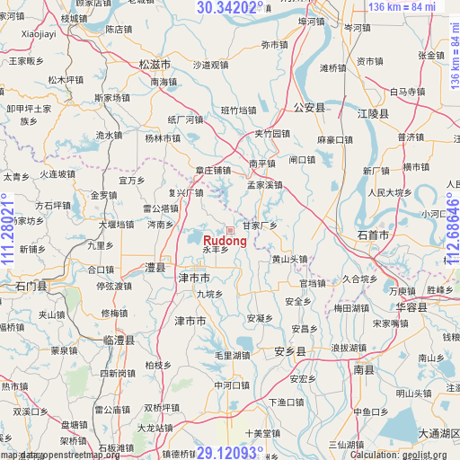 Rudong on map