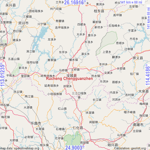 Rucheng Chengguanzhen on map