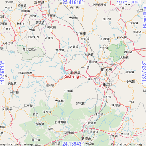 Rucheng on map