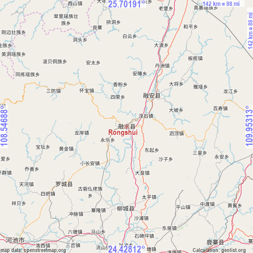 Rongshui on map