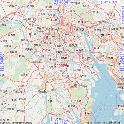 Ronggui on map