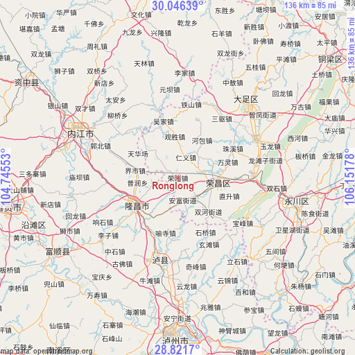 Ronglong on map