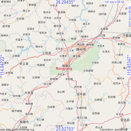 Rongjiang on map