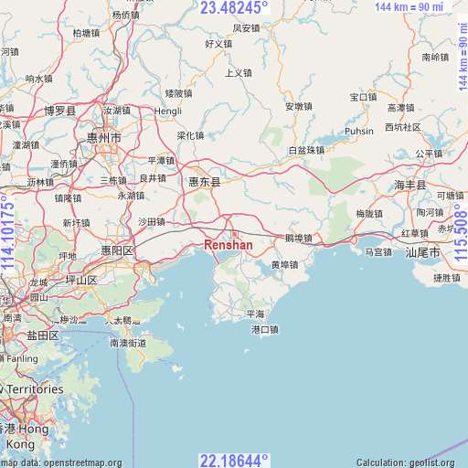 Renshan on map