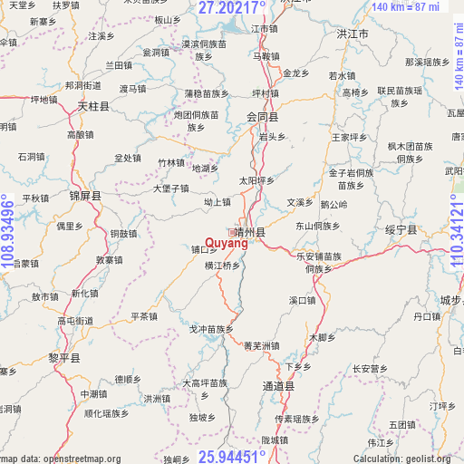 Quyang on map