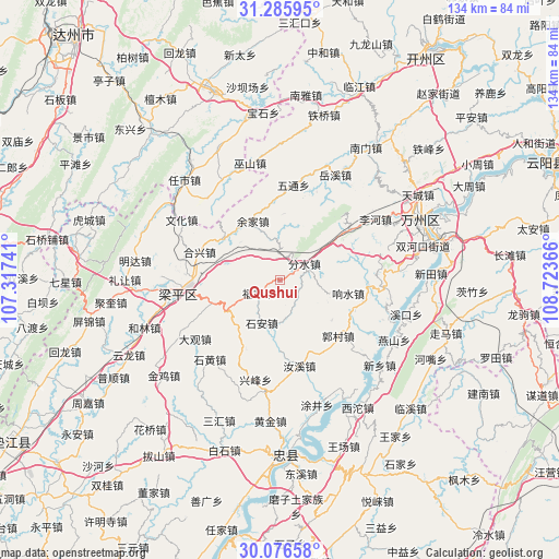 Qushui on map