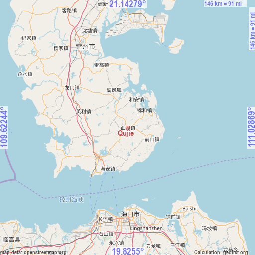 Qujie on map