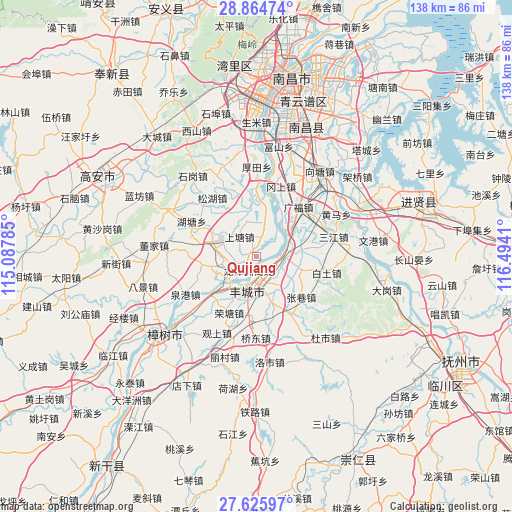 Qujiang on map