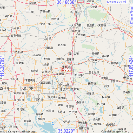 Qufu on map