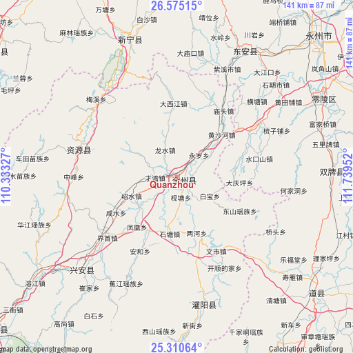 Quanzhou on map