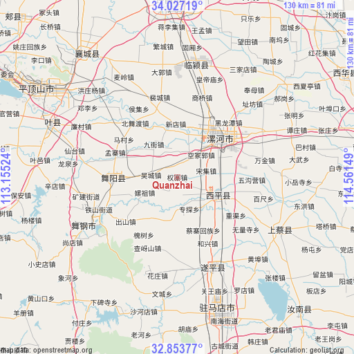 Quanzhai on map