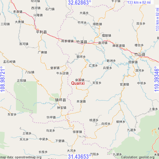 Quanxi on map