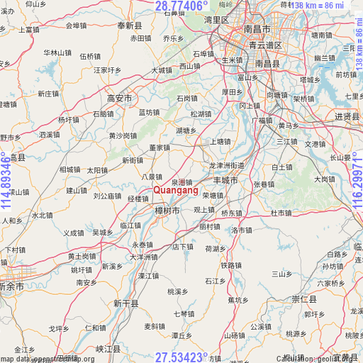 Quangang on map