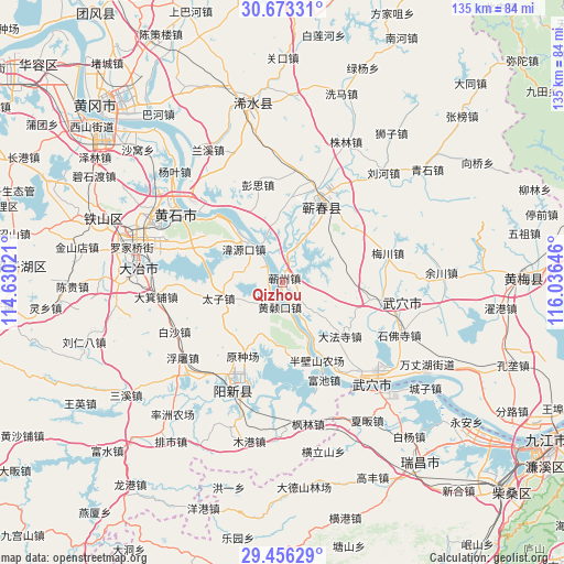 Qizhou on map