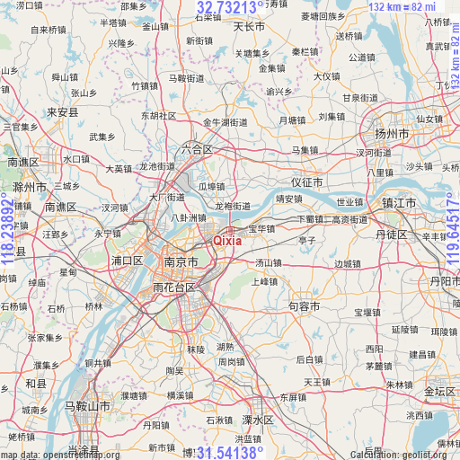 Qixia on map