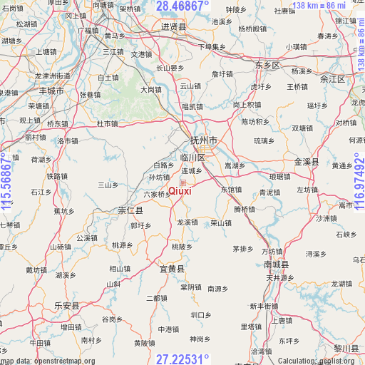 Qiuxi on map