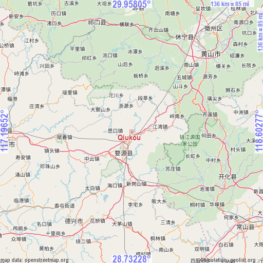 Qiukou on map