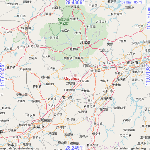 Qiuchuan on map