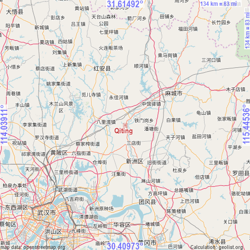 Qiting on map