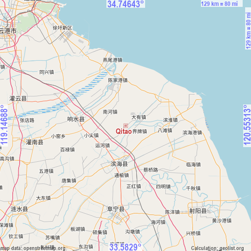 Qitao on map