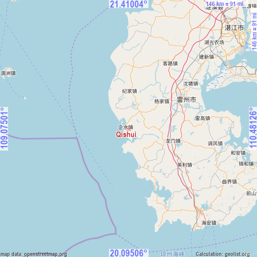 Qishui on map