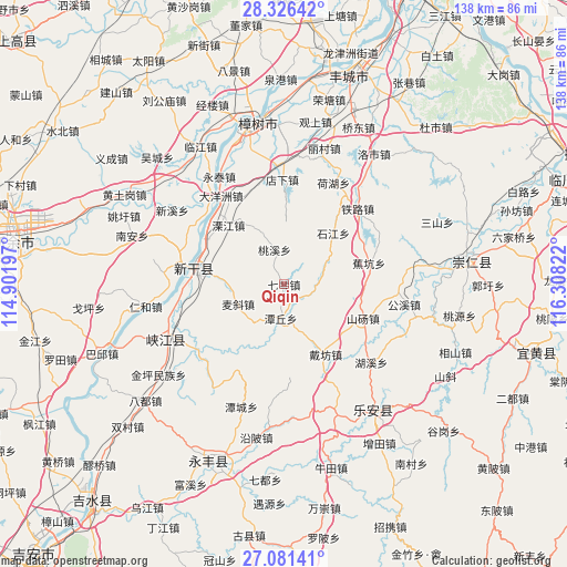 Qiqin on map