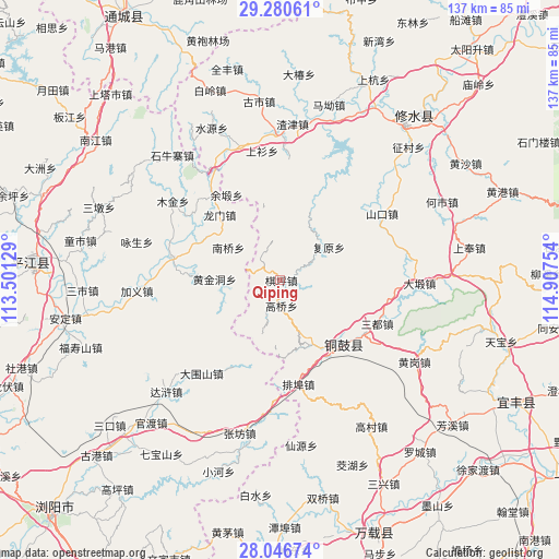 Qiping on map