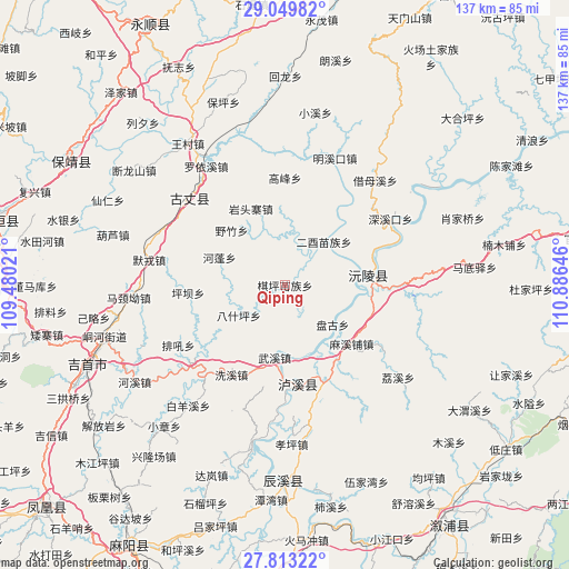 Qiping on map