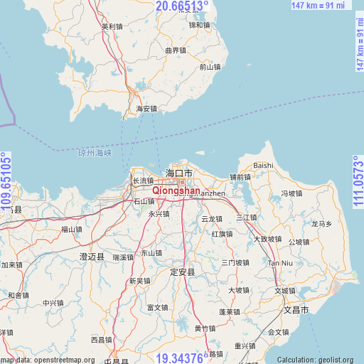 Qiongshan on map