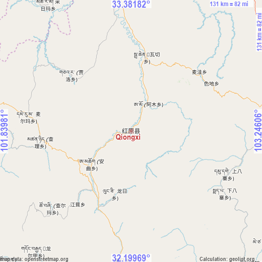 Qiongxi on map