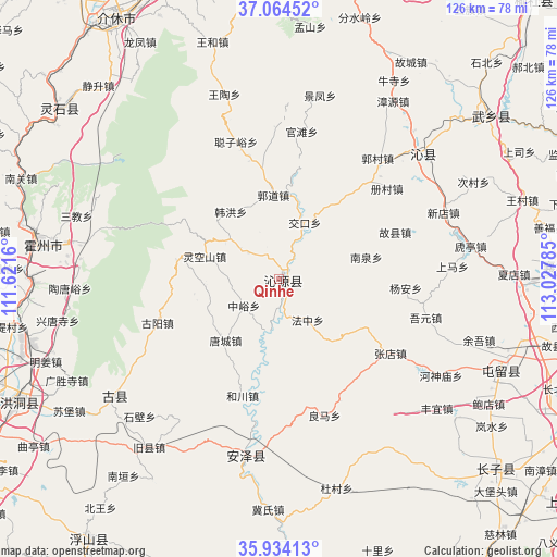 Qinhe on map