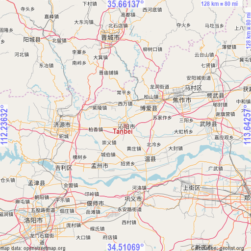 Tanbei on map